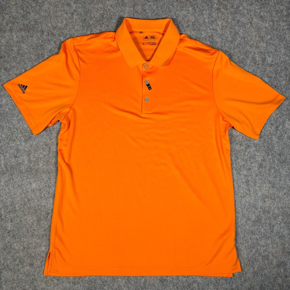 Adidas Golf Polo Shirt Mens Large Orange UPF 30 AE7260 Short Sleeve Performance